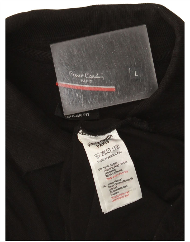 Pierre Cardin Mens Regular Fit Polo Shirt Large Black Cotton