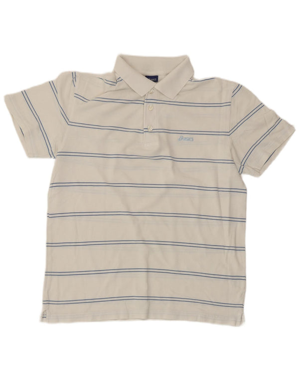 Polo Asics da uomo in cotone a righe bianche medie