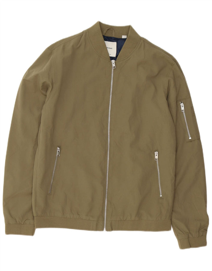 Jack & Jones Mens Bomber Jacket UK 40 Large Khaki Polyester