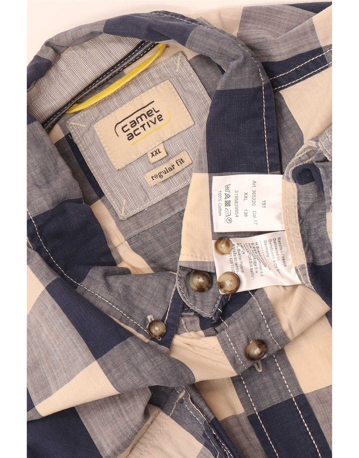 Camel Active Herre Regular Fit skjorte 2XL Navy Blue Gingham Cotton