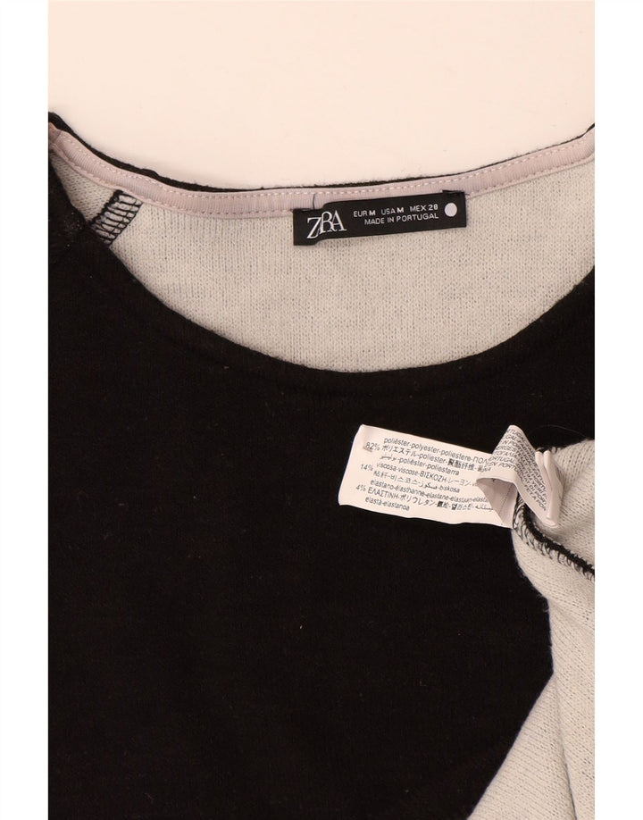 Felpa oversize da donna ZARA maglione UK 14 medio nero poliestere