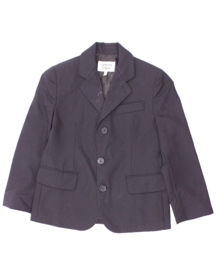 Giacca Blazer a 3 Bottoni Armani Junior Bambino 6-7 Anni in Lana Blu Navy