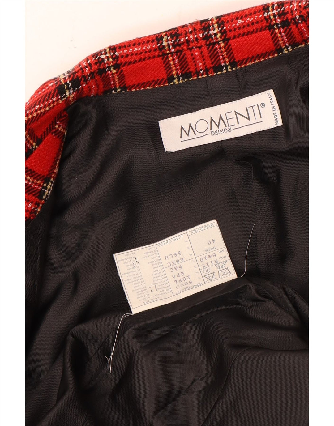 Momenti Womens 3 Button Blazer Jacket IT 40 Small Red Plaid Wool