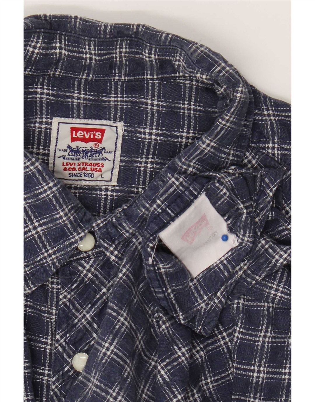 Levi's herreskjorte stor marineblå ternet bomuld