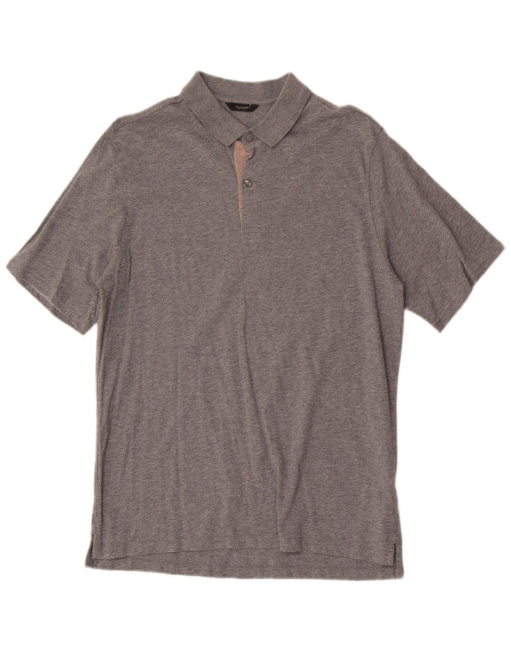 Massimo Dutti Mens Polo Shirt Large Grey Cotton