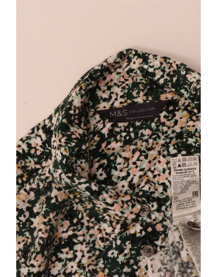 Marks & Spencer Womens Oversized Shirt Blouse UK 10 Small Green Floral