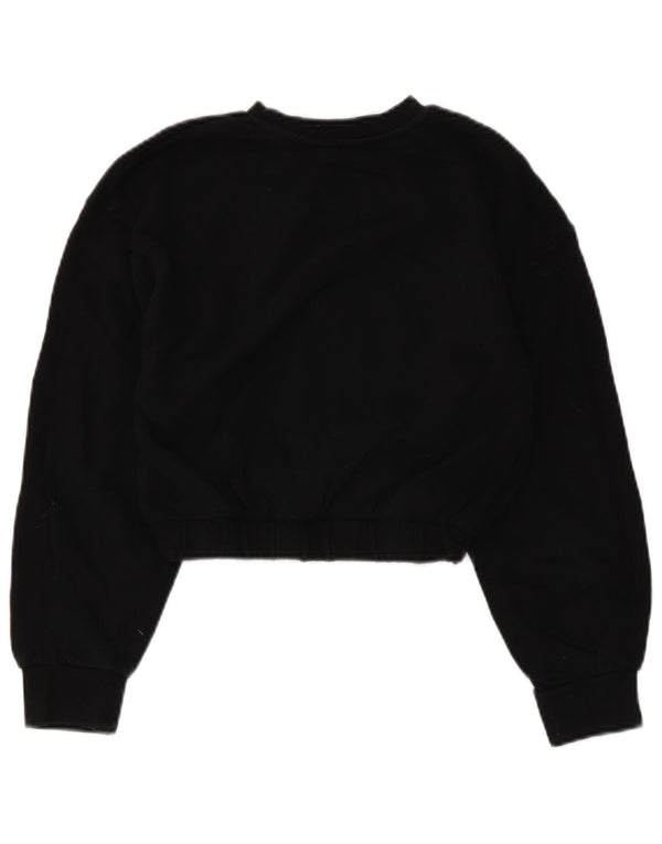 Zara Womens Crop Sweatshirt Jumper UK 10 Small Black Bomuld
