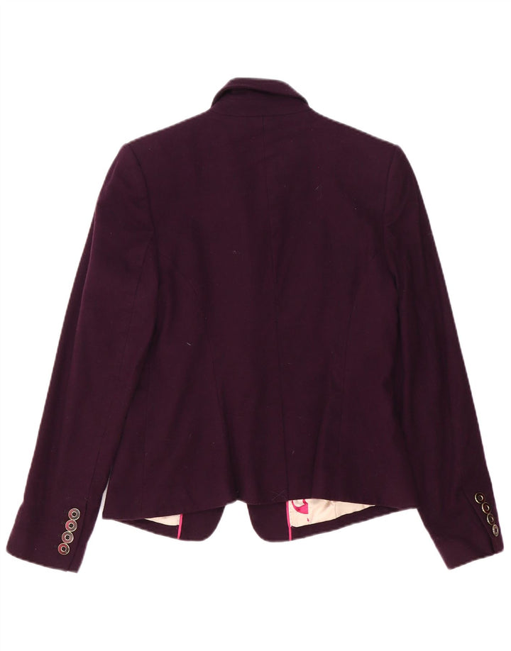 Ted Baker Dame 1 Knap Blazer Jakke Størrelse 3 Medium Lilla Uld