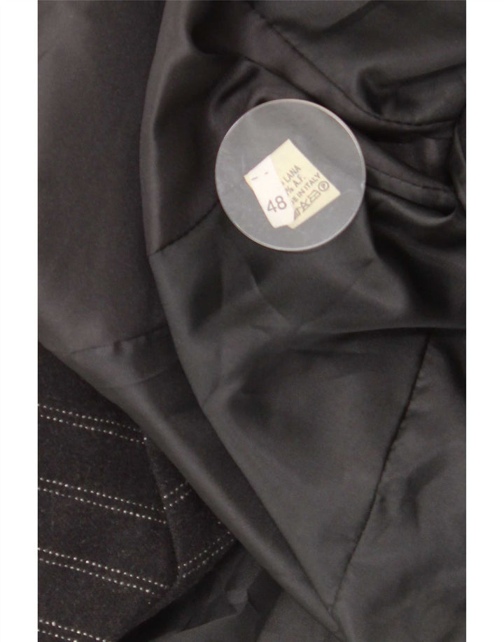 Vintage Γυναικείο Διπλό Μπουφάν Blazer IT 48 XL Μαύρο ριγέ μαλλί