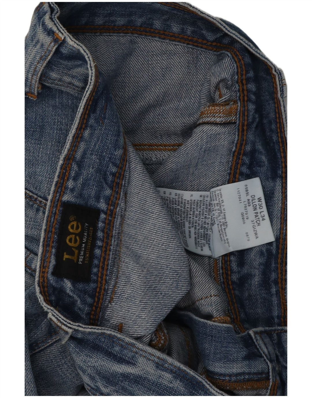 Lee Mens Dillon Patch Straight Jeans W30 L29 Blue Cotton