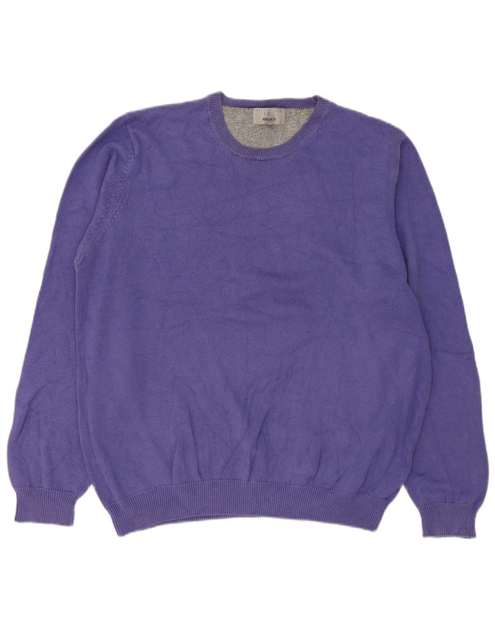 Marks & Spencer Herren-Pullover, reguläre Passform, Rundhalsausschnitt, Größe L, Lila