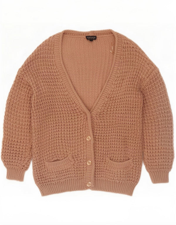 Topshop Cardigan surdimensionné pour femme UK 8 Petit Acrylique Marron