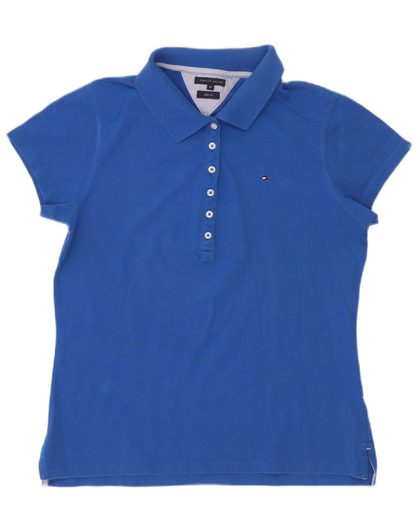 Tommy Hilfiger Damen Slim Fit Poloshirt UK 18 XL Blaue Baumwolle