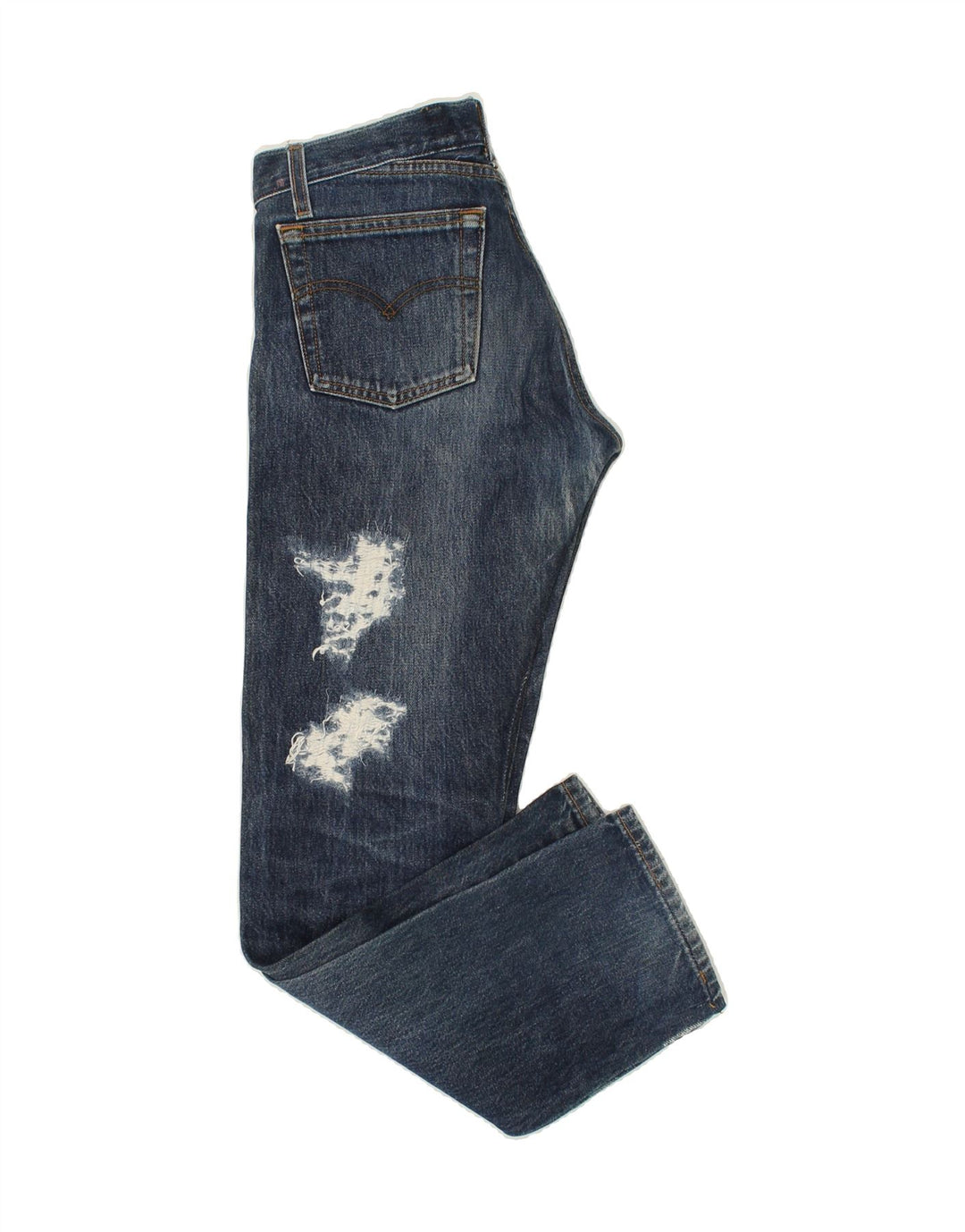 LEVI'S Womens Distressed Straight Jeans W28 L30 Navy Blue Vintage Levi's and Second-Hand Levi's from Messina Hembry 