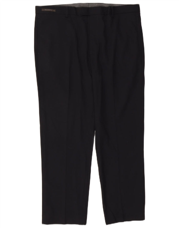 Marks & Spencer Mens Tailored Straight Suit Trousers W38 L29 Navy Blue