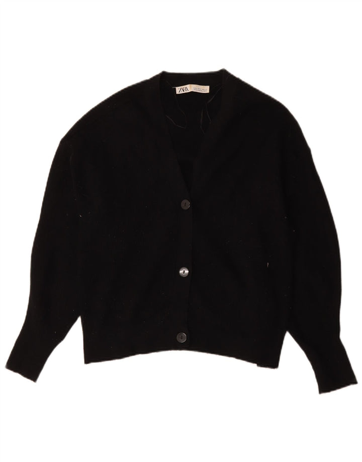 Zara Womens Cardigan Sweater UK 14 Medium Black Viscose