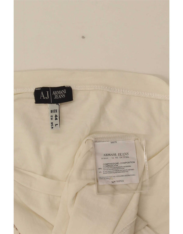 T-shirt grafica da donna Armani Top EU 44 XL cotone bianco