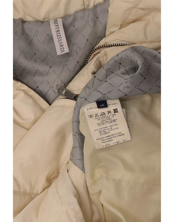 Trussardi Wattierte Damenjacke IT 46 Large aus cremefarbener Baumwolle
