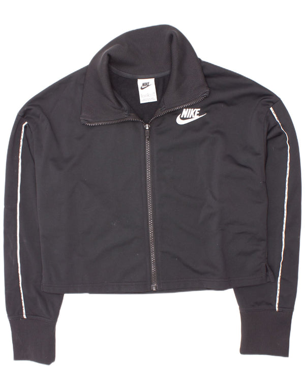 Nike Girls Tracksuit Top Jacket 13-14 Years XL Black Polyester