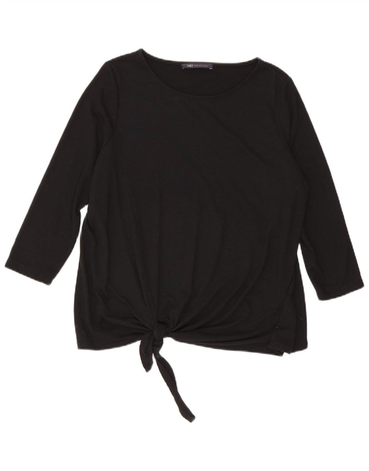 Marks & Spencer Haut Femme Manches 3/4 UK 12 Moyen Noir Polyester