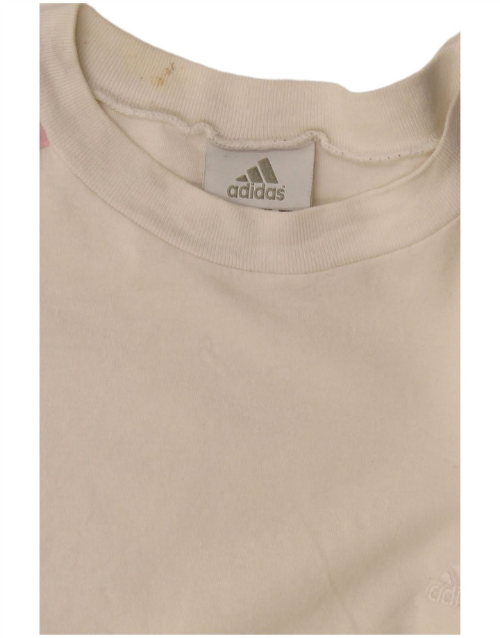 ADIDAS Womens T-Shirt Top UK 12 Medium White Cotton