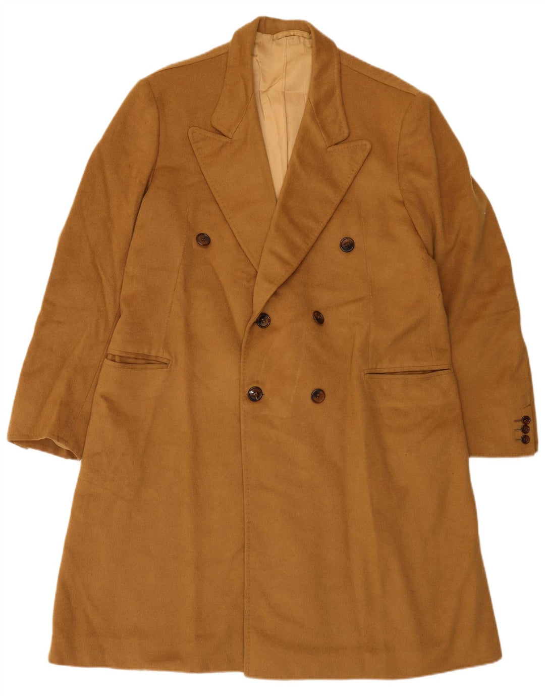 Vintage hombres doble pecho abrigo Reino Unido 36 pequeño beige