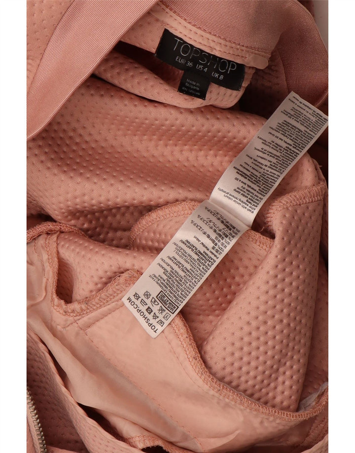 Topshop Womens Bomber Jacket UK 8 Small Pink Polyester