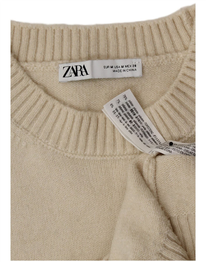 Женская укороченная майка Zara UK 14, средний цвет, белый полиэстер