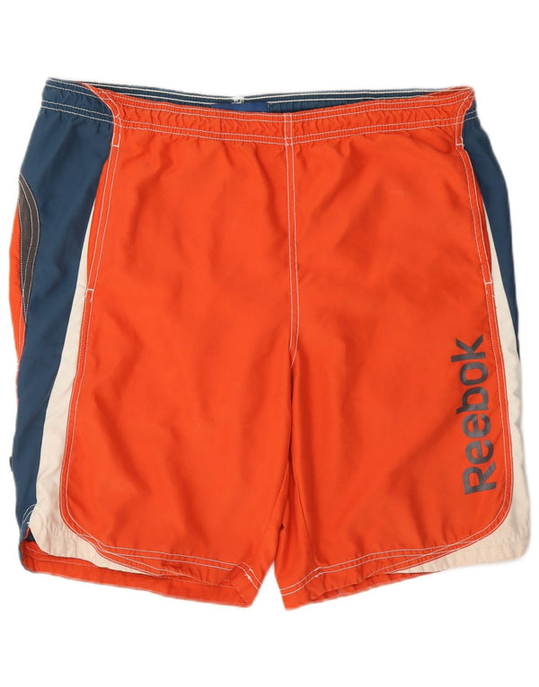 Reebok Mens Graphic Swimming Shorts Medium Orange Colourblock Polyester