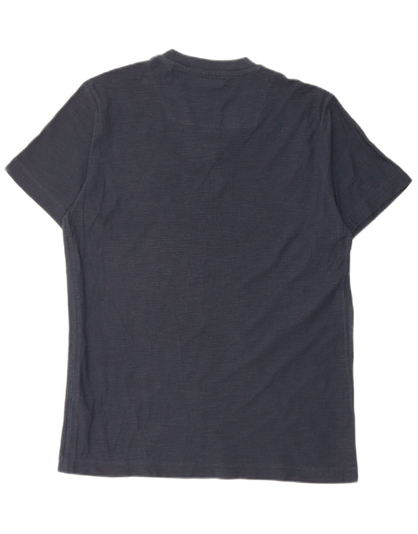Diesel Herren T-Shirt Top Small Marineblau gesprenkelte Baumwolle
