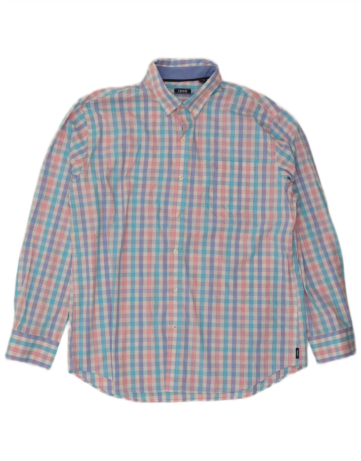 Izod Herrenhemd XL, mehrfarbig, Gingham-Baumwolle