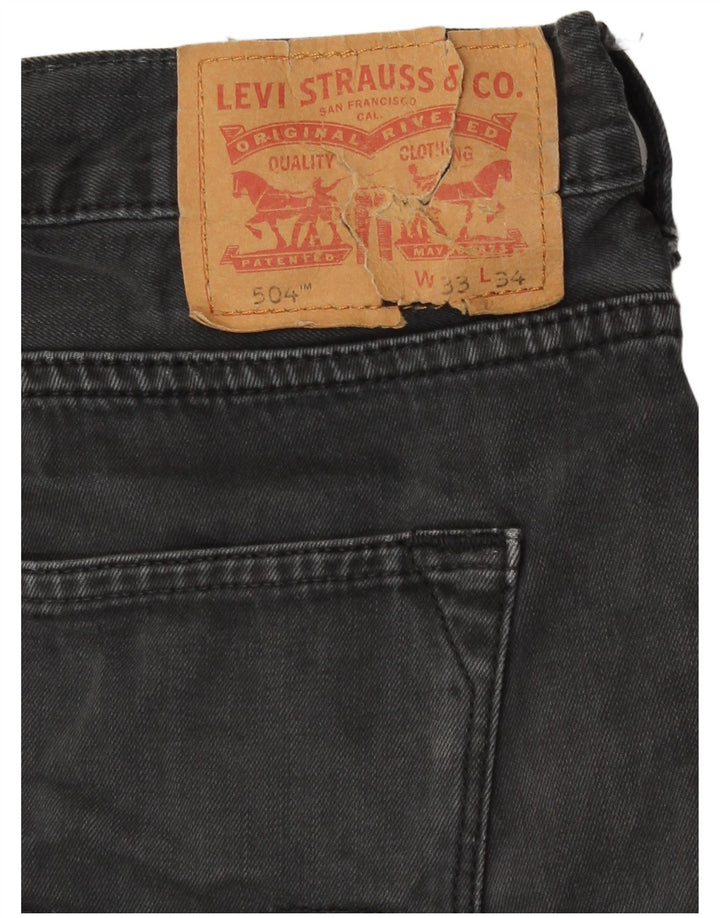 Levi's Mens 504 Straight Jeans W33 L34 Grey Cotton