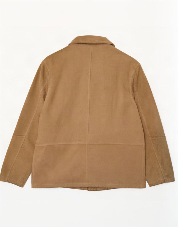 Vintage Mens Suede Jacket UK 38 Medium Beige Leather