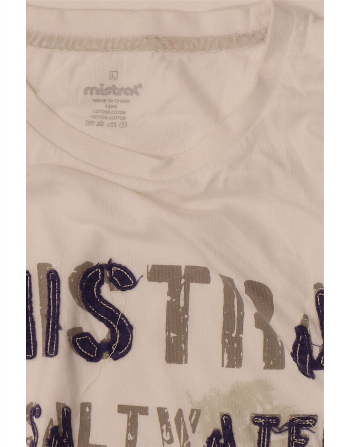 Mistral Mens Graphic T-Shirt Top Large White Cotton