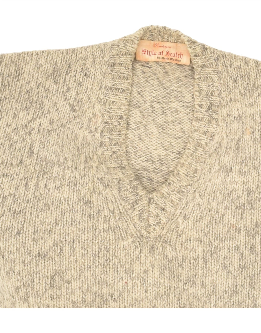 VINTAGE Womens V-Neck Jumper Sweater UK 14 Medium Grey Flecked | Vintage Vintage | Thrift | Second-Hand Vintage | Used Clothing | Messina Hembry 
