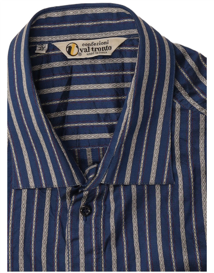 Vintage Mens Shirt Size 42 16 1/2 Large Blue Pinstripe