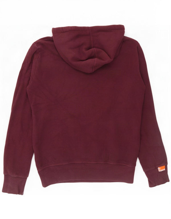 Męski sweter z kapturem Superdry z grafiką, średniej wielkości bordowy bawełniany