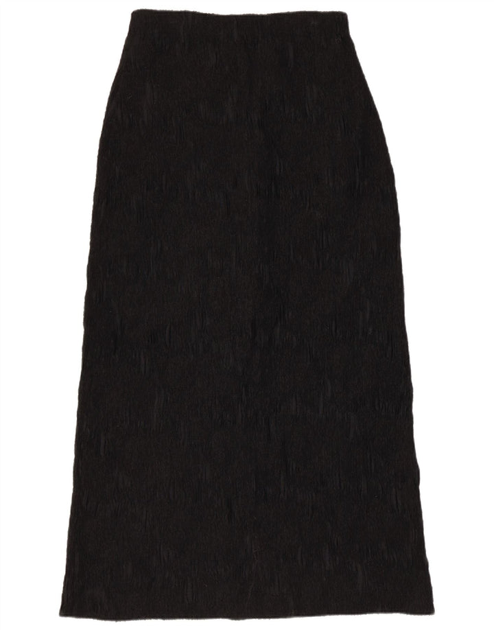 Gonna lunga da donna Sylvia Heise UK 12 media W28 viscosa nera