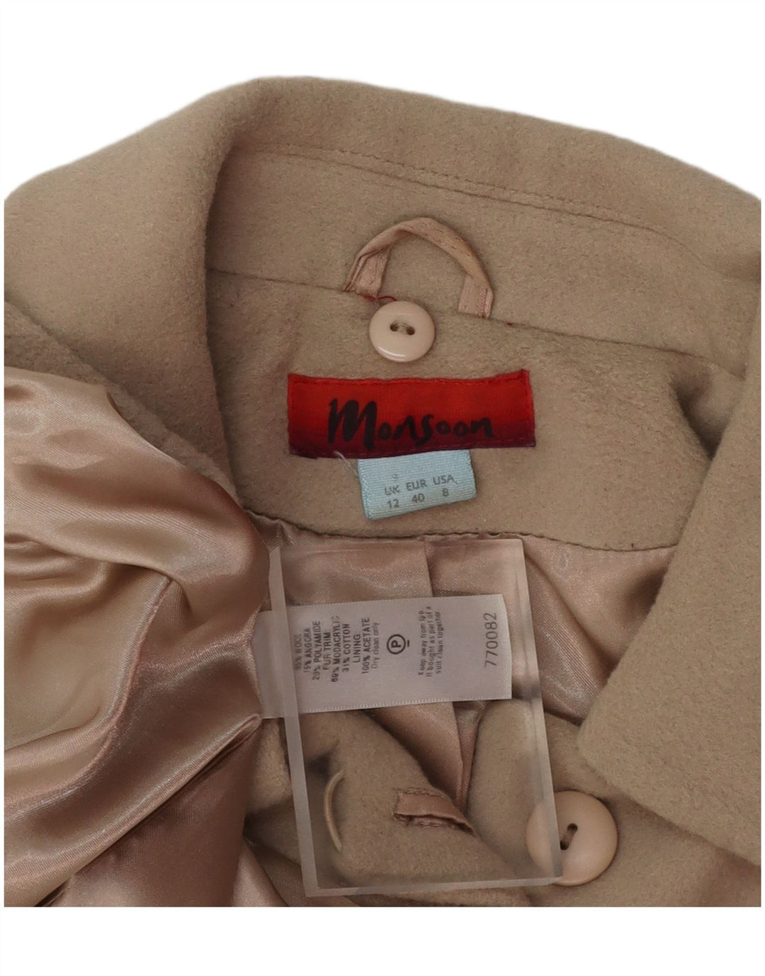 MONSOON Abrigo para mujer UK 12 Lana beige medio