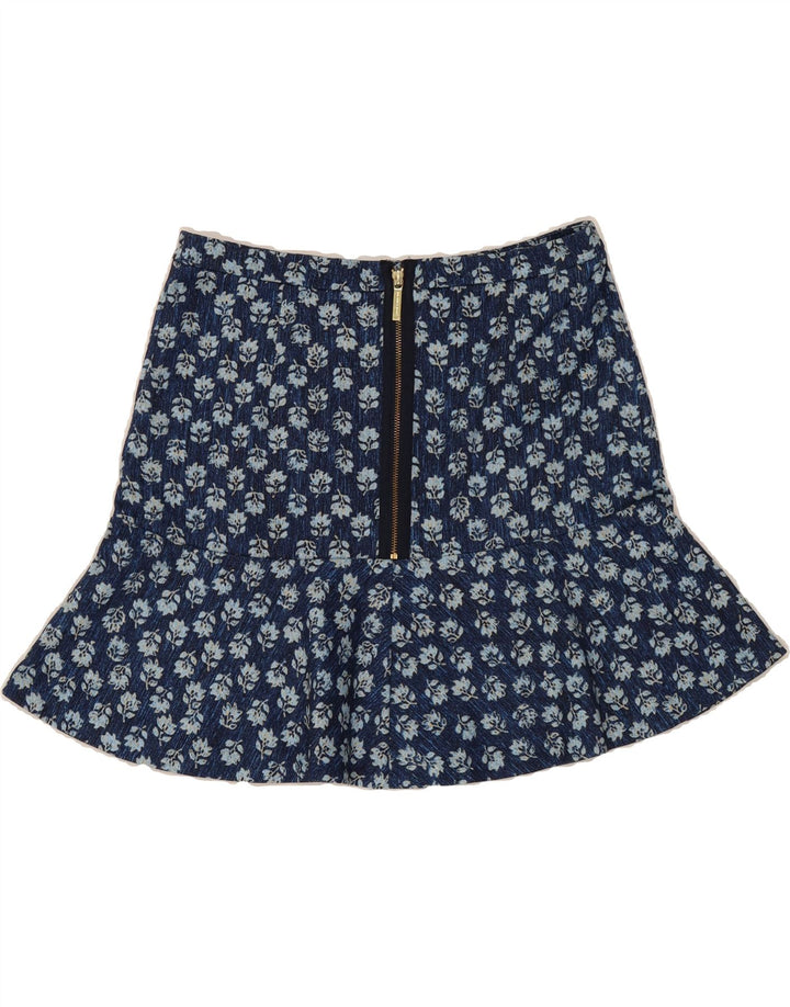 MICHAEL KORS Womens Mini Skirt US 10 Large W32  Navy Blue Floral Polyester Vintage Michael Kors and Second-Hand Michael Kors from Messina Hembry 