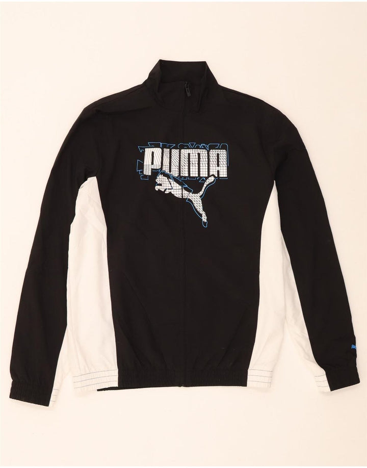 Puma Boys Graphic Tracksuit Top Jacket 15-16 Years Black Colourblock