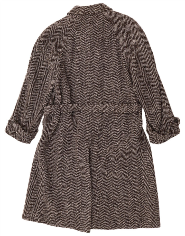 Lebole Mens Overcoat IT 48 Medium Grey Herringbone Wool