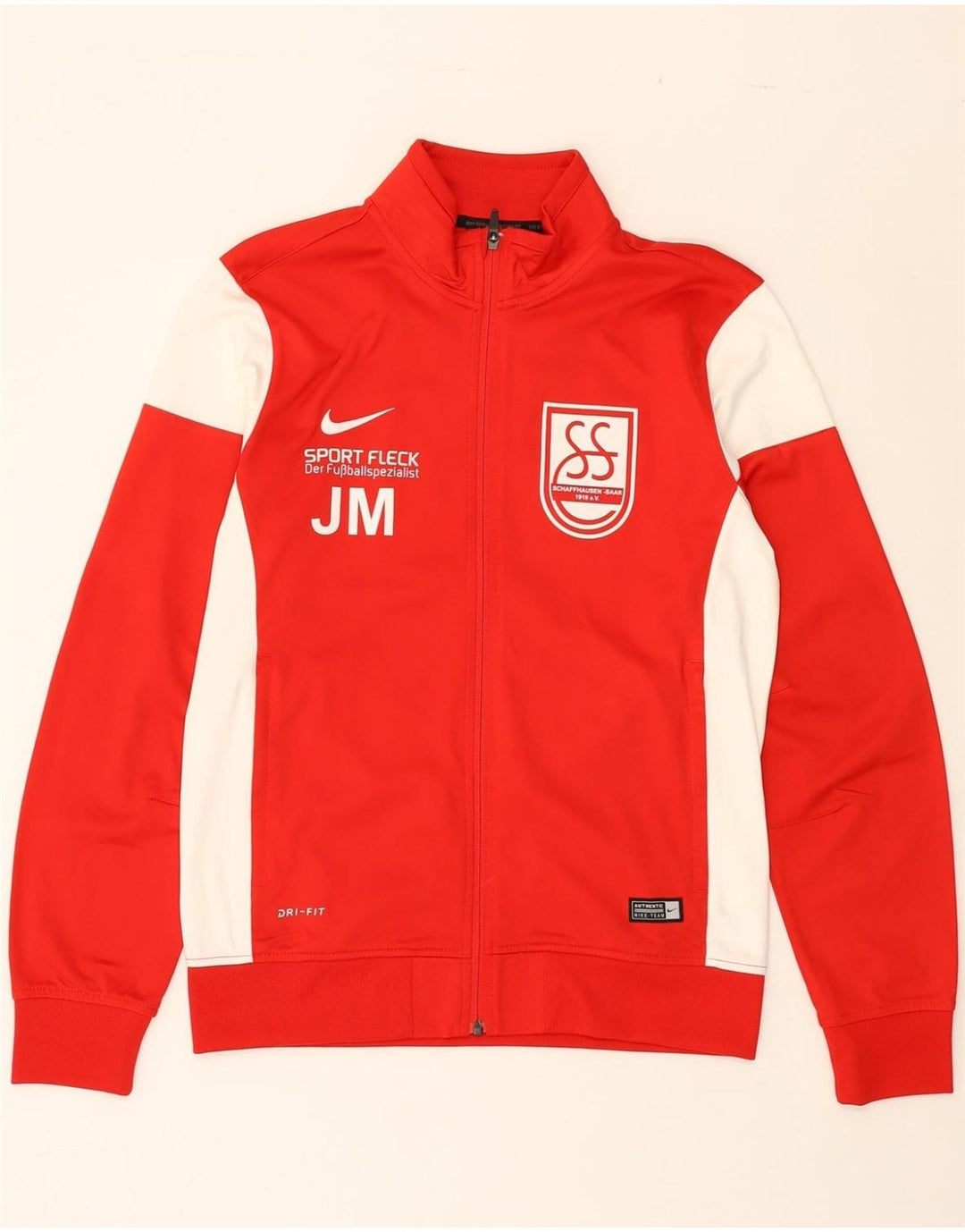 NIKE Mens Dri Fit Graphic Tracksuit Top Jacket Medium Red Colourblock Vintage Nike and Second-Hand Nike from Messina Hembry 