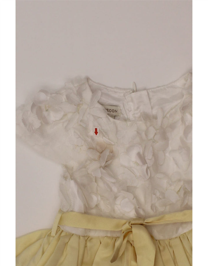 Monsoon Girls A-Line Dress 2-3 Years Yellow Colourblock Polyester