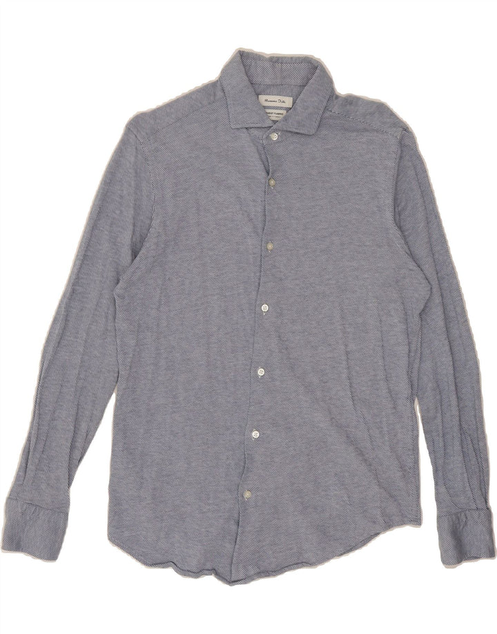 MASSIMO DUTTI Mens Shirt Large Navy Blue Pinstripe Cotton Vintage Massimo Dutti and Second-Hand Massimo Dutti from Messina Hembry 