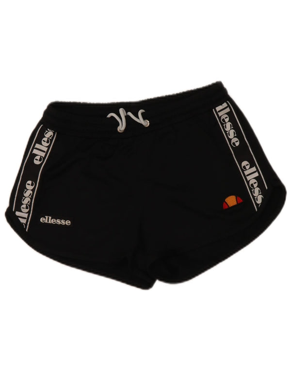 Ellesse Womens Graphic Sport Shorts UK 8 Small Schwarz Polyester