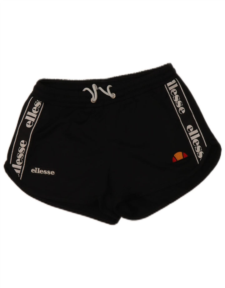 Ellesse Womens Graphic Sport Shorts UK 8 Small Schwarz Polyester