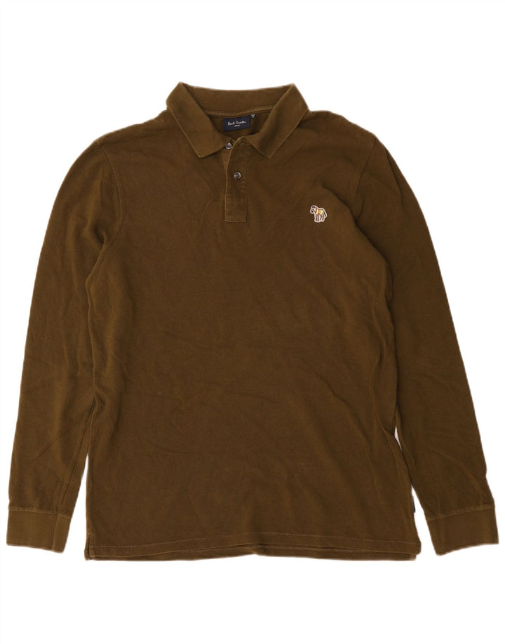 Paul Smith Langærmet Poloskjorte til mænd Medium Khaki Bomuld