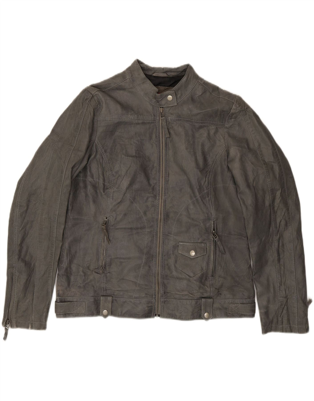 VIVIEN CARON Womens Suede Jacket UK 18 XL Grey Leather