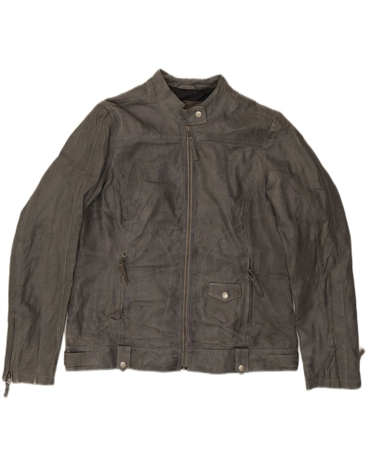 VIVIEN CARON Womens Suede Jacket UK 18 XL Grey Leather